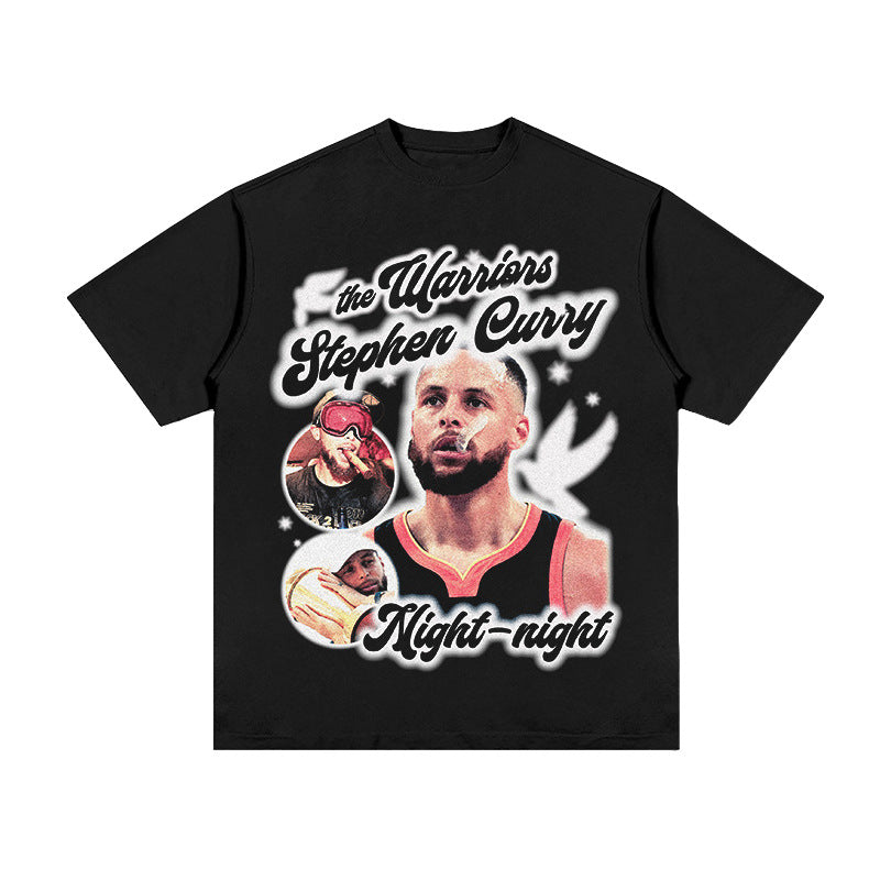 Steph Curry Vintage Print Basketball T-shirt