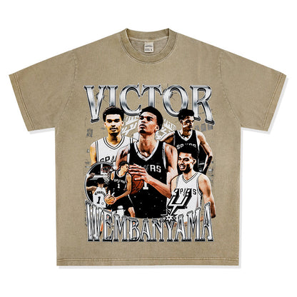 Wemby Retro Print Cotton T-Shirt