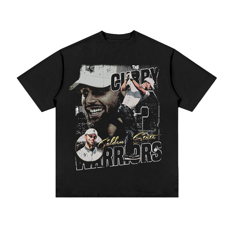 Steph Curry Vintage Print Basketball T-shirt
