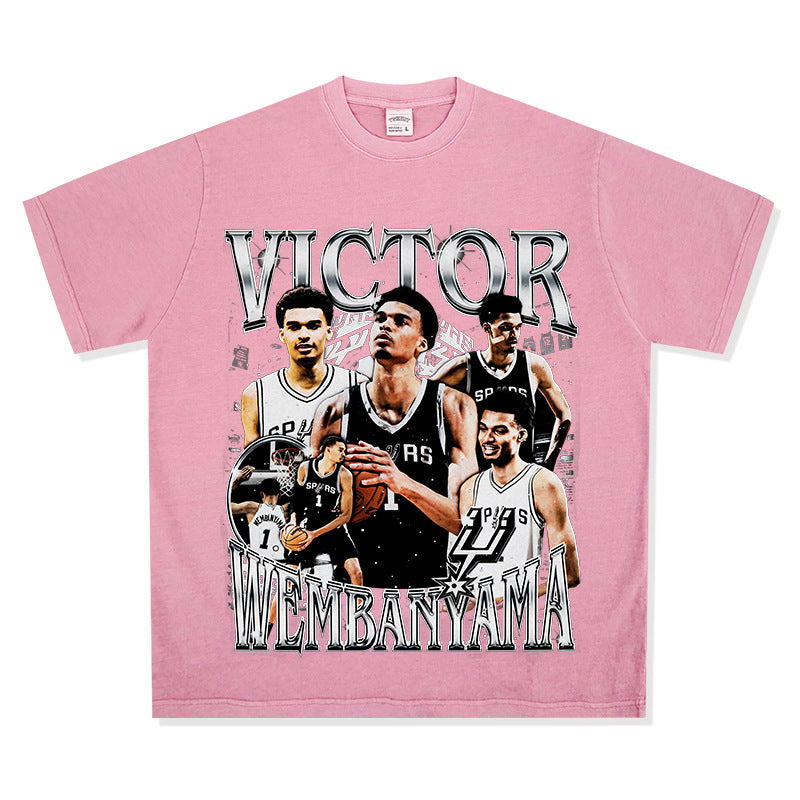 Wemby Retro Print Cotton T-Shirt