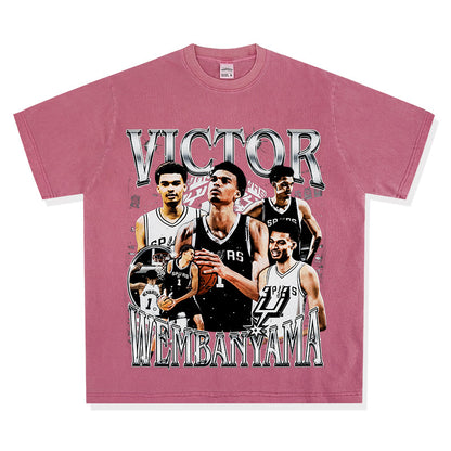 Wemby Retro Print Cotton T-Shirt