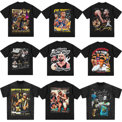 Steph Curry Vintage Print Basketball T-shirt