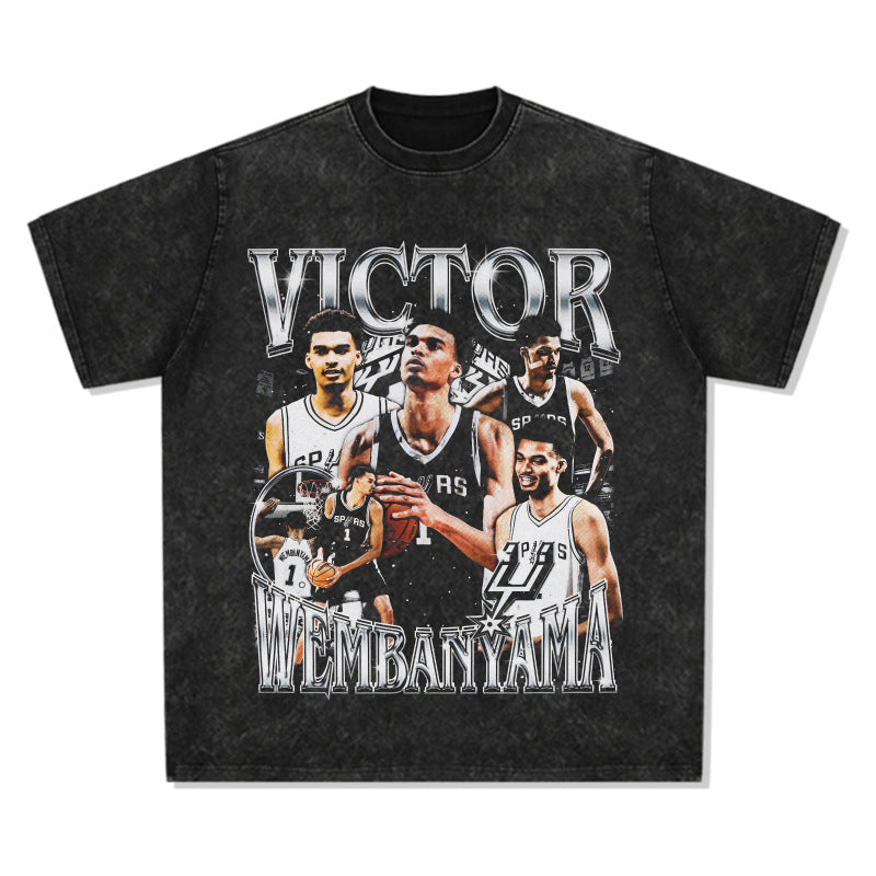 Wemby Retro Print Cotton T-Shirt