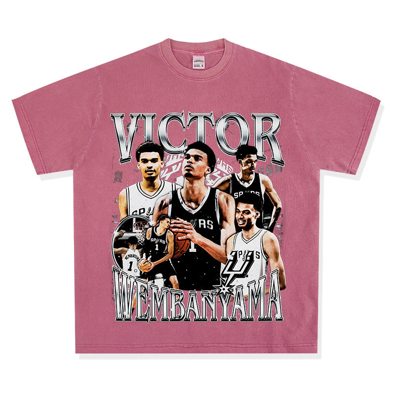 Wemby Retro Print Cotton T-Shirt