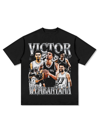 Wemby Retro Print Cotton T-Shirt