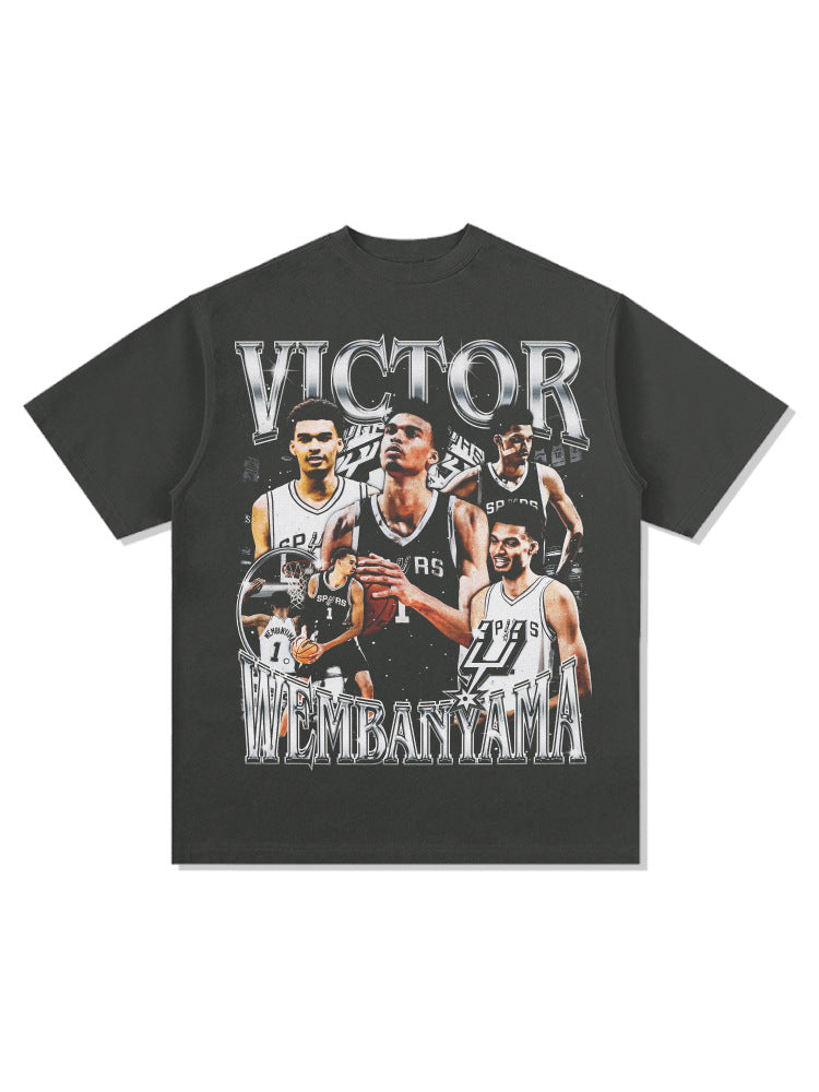 Wemby Retro Print Cotton T-Shirt