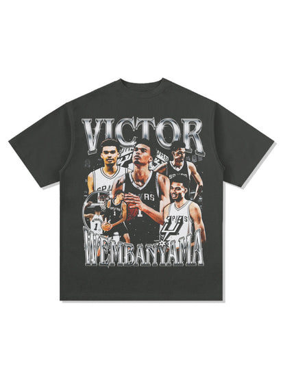 Wemby Retro Print Cotton T-Shirt