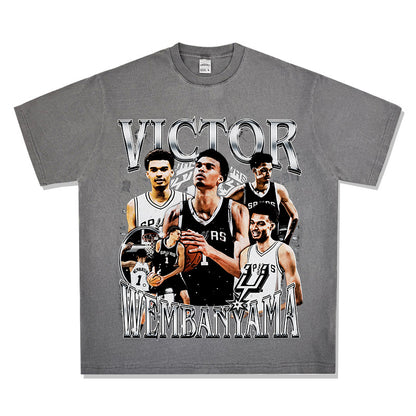 Wemby Retro Print Cotton T-Shirt