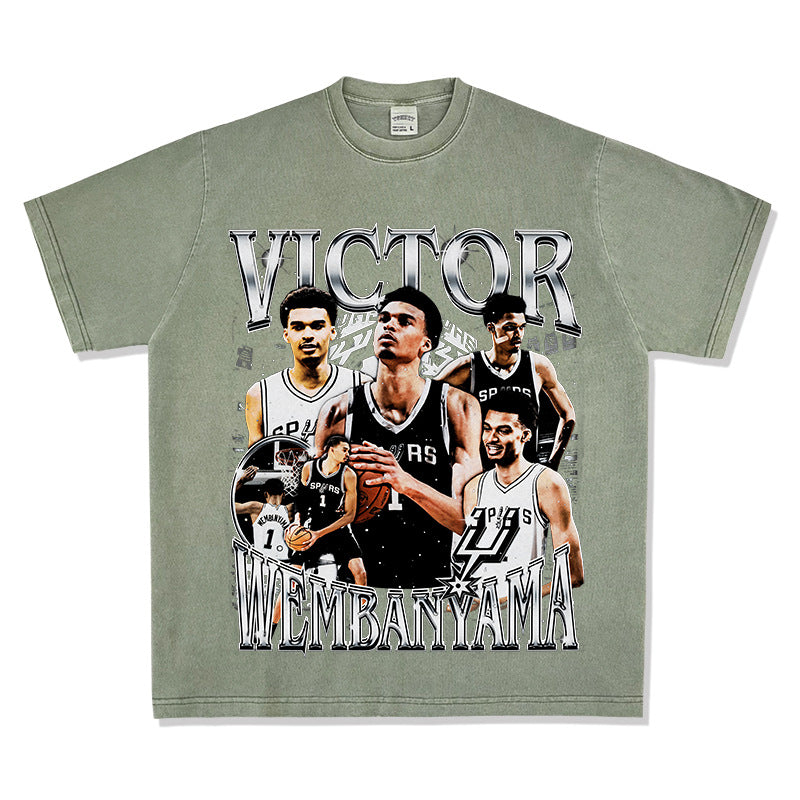 Wemby Retro Print Cotton T-Shirt