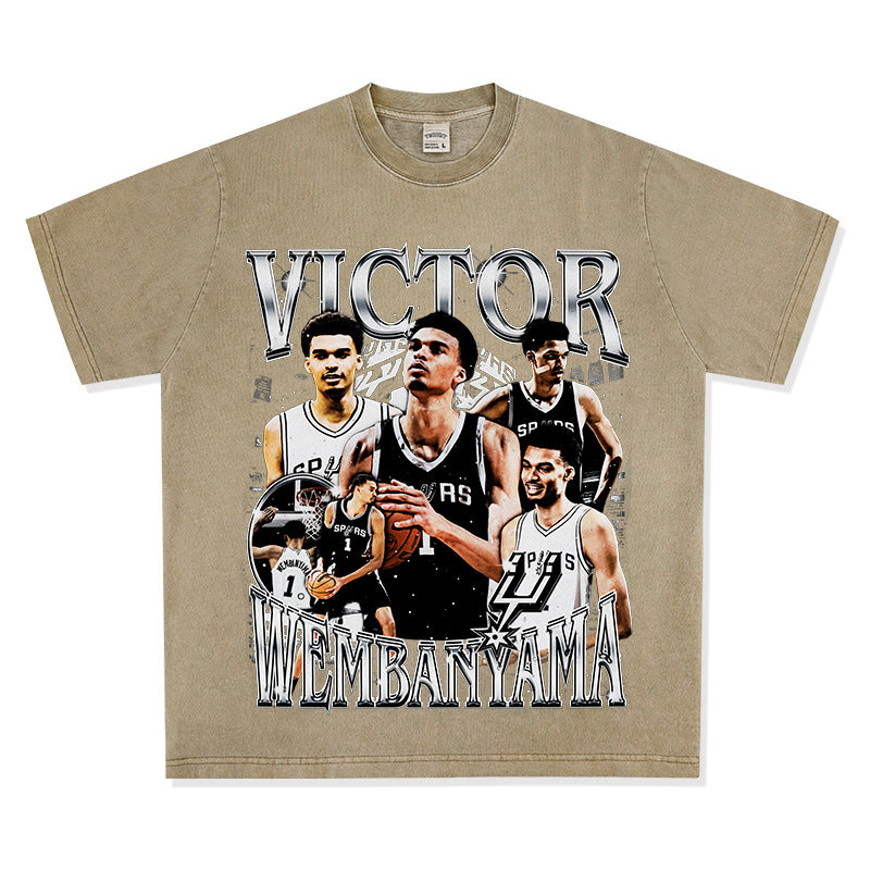 Wemby Retro Print Cotton T-Shirt