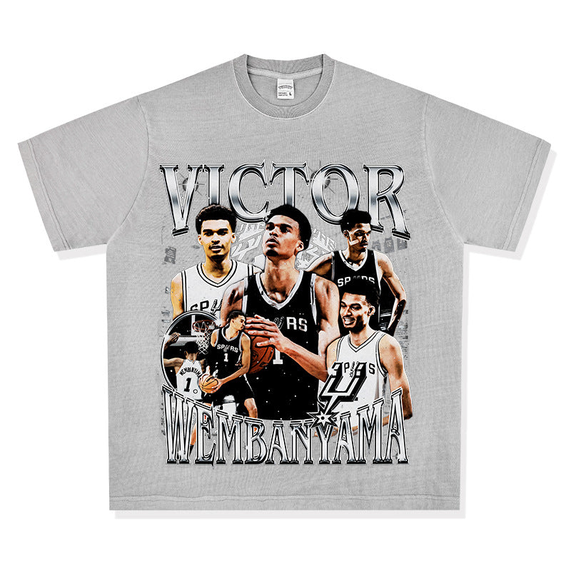 Wemby Retro Print Cotton T-Shirt