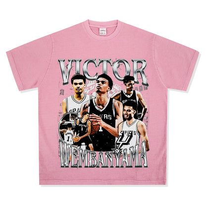 Wemby Retro Print Cotton T-Shirt
