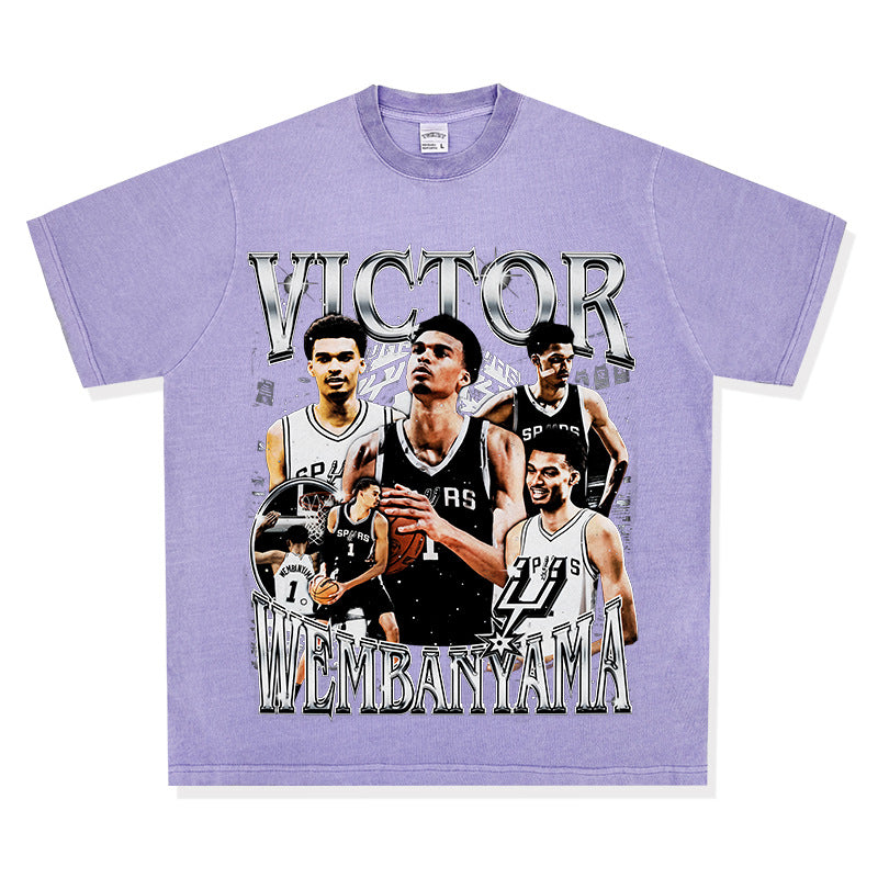 Wemby Retro Print Cotton T-Shirt