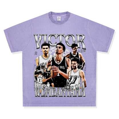 Wemby Retro Print Cotton T-Shirt
