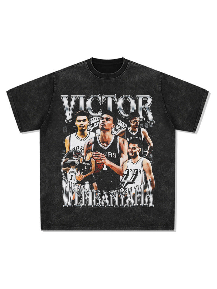 Wemby Retro Print Cotton T-Shirt