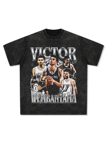 Wemby Retro Print Cotton T-Shirt